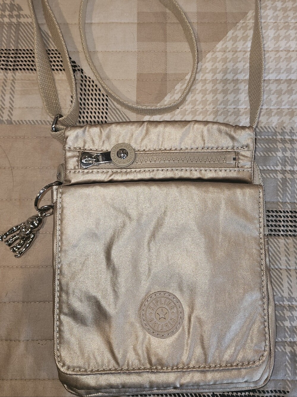 Kipling Metallic Taupe Crossbody Bag